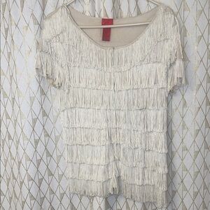 Fringe Layered Cream Top